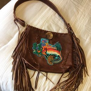 Amazing armadillo leather fringe bag